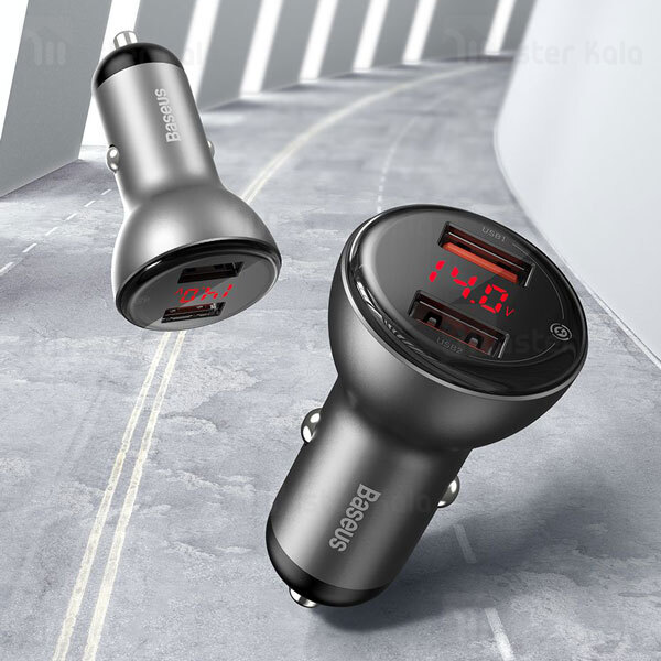 شارژر فندکی Baseus Digital Display Dual Quick Charger U+U 45W VCKX45A CCBX-B0G