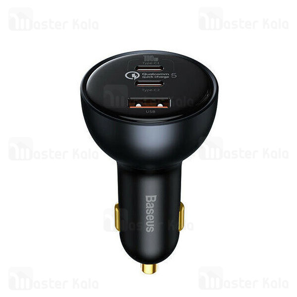 شارژر فندکی فست شارژ بیسوس Baseus QC5.0 C+C+U Car Charger TZCCZM-0G توان 160 وات همراه با کابل