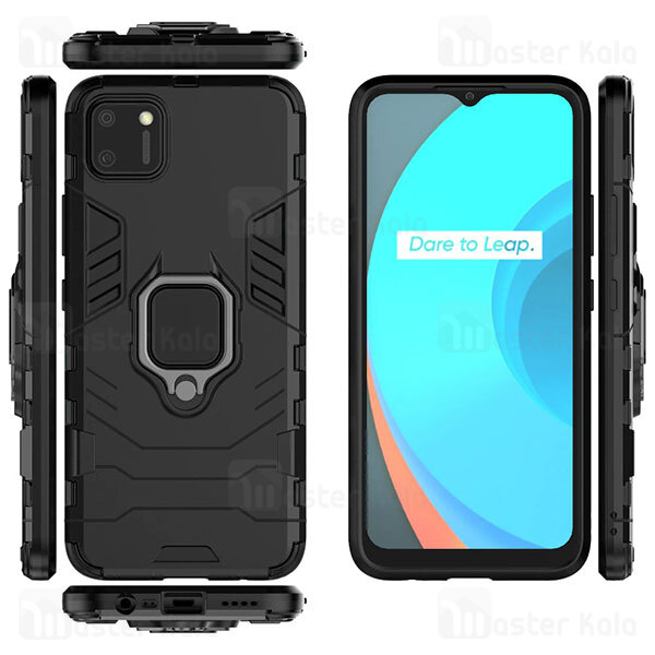 قاب ضد ضربه Realme C11 Black Panther KEYSION Shockproof Armor Ring Holder Case