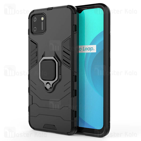 قاب ضد ضربه Realme C11 Black Panther KEYSION Shockproof Armor Ring Holder Case