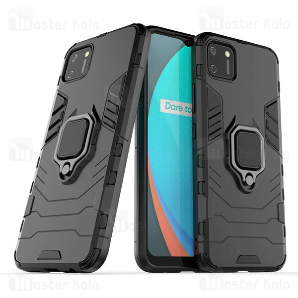 قاب ضد ضربه Realme C11 Black Panther KEYSION Shockproof Armor Ring Holder Case