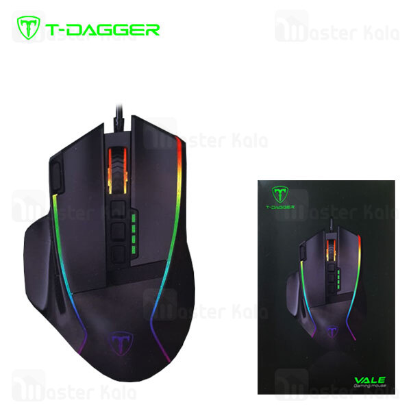 موس سیمی گیمینگ T-Dagger Vale T-TGM309 RGB Backlighting Gaming Mouse دارای 10 کلید