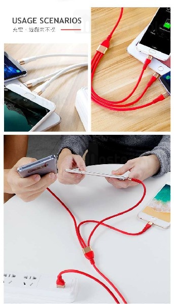 کابل سه کاره Joyroom JR-S318 3 IN 1 Data Cable 2.4A 1.5M