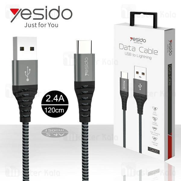 کابل Type C یسیدو Yesido CA32 Cable توان 2.4 آمپر و طول 1.2 متر