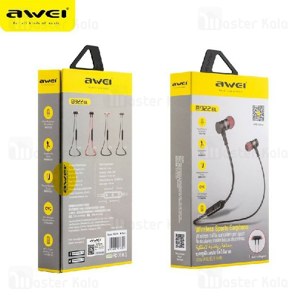 هندزفری بلوتوث اوی AWEI B922bl Wireless Earphone طراحی مگنتی