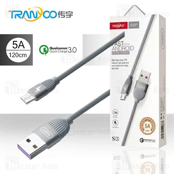 کابل میکرو یو اس بی فست شارژ ترانیو Tranyoo S3 Micro USB QC3.0 توان 5 آمپر