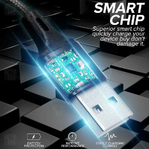 کابل سه سر باوین Bavin CB-076 3 in 1 Cable توان 2.4 آمپر و طول 1.2 متر