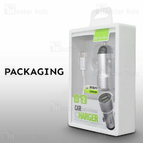 شارژر فندکی باوین Bavin PC398 Car Charger توان 2.4 آمپر همراه با کابل