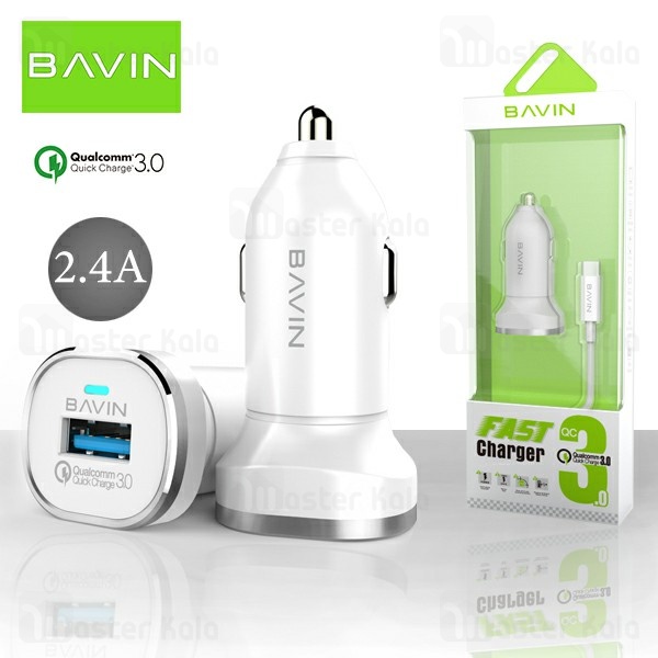 شارژر فندکی فست شارژ باوین Bavin PC533 QC3.0 Car Charger همراه با کابل