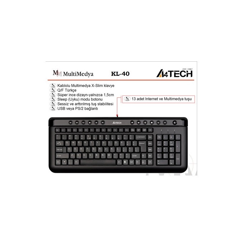 کیبورد ای فورتک A4TECH KL-40 با حروف فارسی