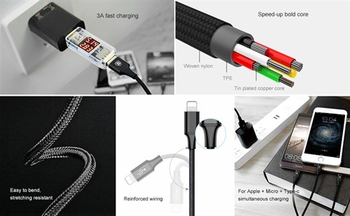 کابل سه کاره بیسوس Baseus Rapid Series 3 in 1