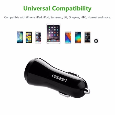 شارژر فندکی 2 پورت یوگرین UGREEN CD114 با لایتنینگ آیفون