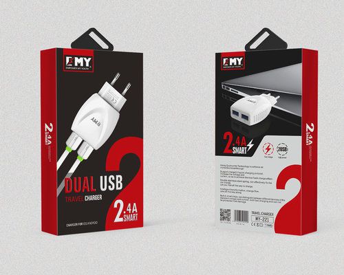 شارژر دیواری 2 خروجی امی Emy مدل MY-221 همراه با کابل