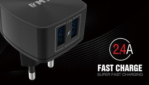 شارژر دیواری 2 خروجی امی Emy مدل MY-227 همراه با کابل میکرو