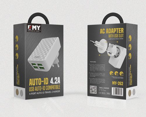 شارژر دیواری 4 پورت امی Emy مدل MY-262 همراه با کابل