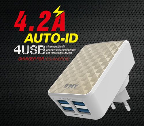 شارژر دیواری 4 پورت امی Emy مدل MY-262 همراه با کابل