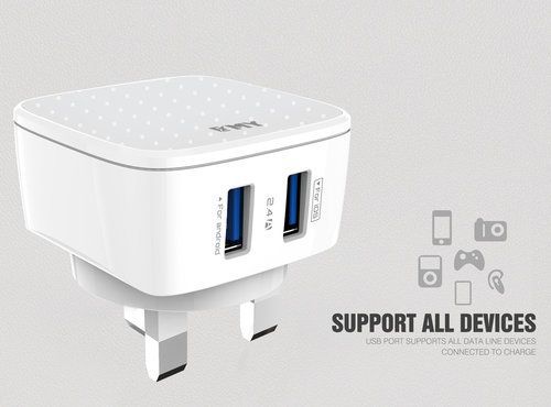 شارژر دیواری 2 خروجی امی Emy مدل MY-266 همراه با کابل