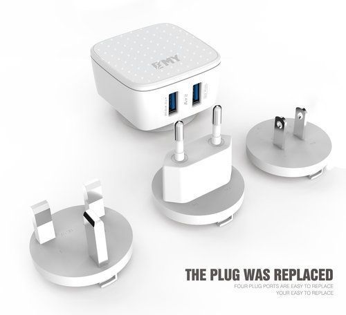 شارژر دیواری 2 خروجی امی Emy مدل MY-266 همراه با کابل