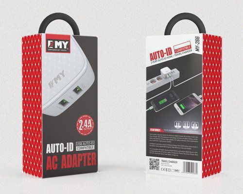 شارژر دیواری 2 خروجی امی Emy مدل MY-266 همراه با کابل