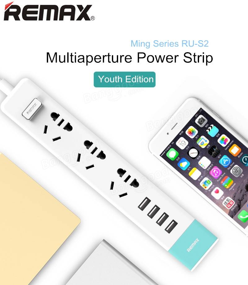 سه راهی برق و شارژر 4 پورت USB ریمکس Remax RU-S2 POWER STRIP