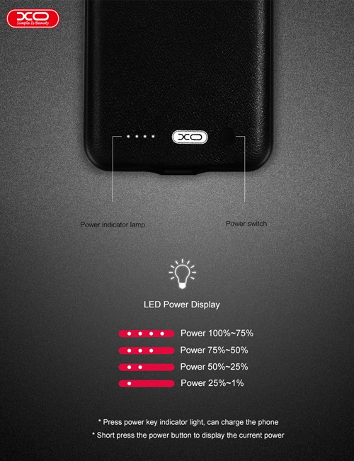 بک کاور و پاوربانک 2500 میلی آمپر XO-PB15 مناسب Apple iPhone 7