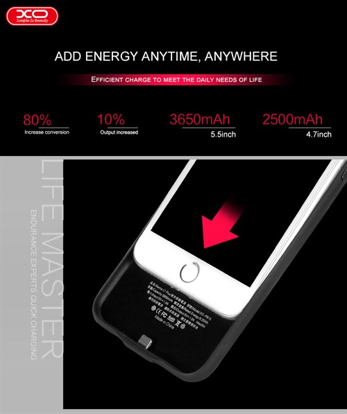 بک کاور و پاوربانک 2500 میلی آمپر XO-PB15 مناسب Apple iPhone 7