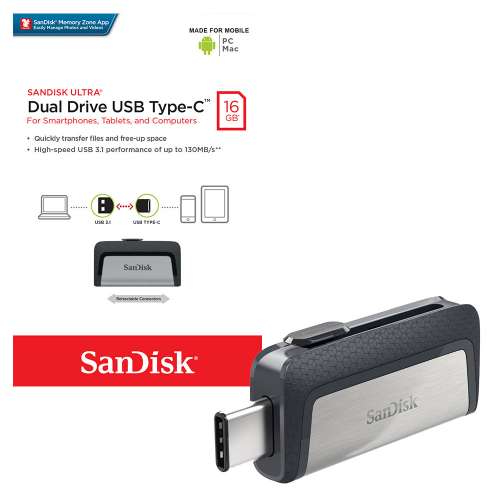 فلش مموری 16 گیگابایت سن دیسک SanDisk Ultra Dual Drive USB3.1 Type-C