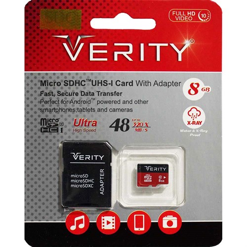 کارت حافظه میکرو اس دی 8 گیگابایت وریتی Verity 320x UHS-I U1 با خشاب