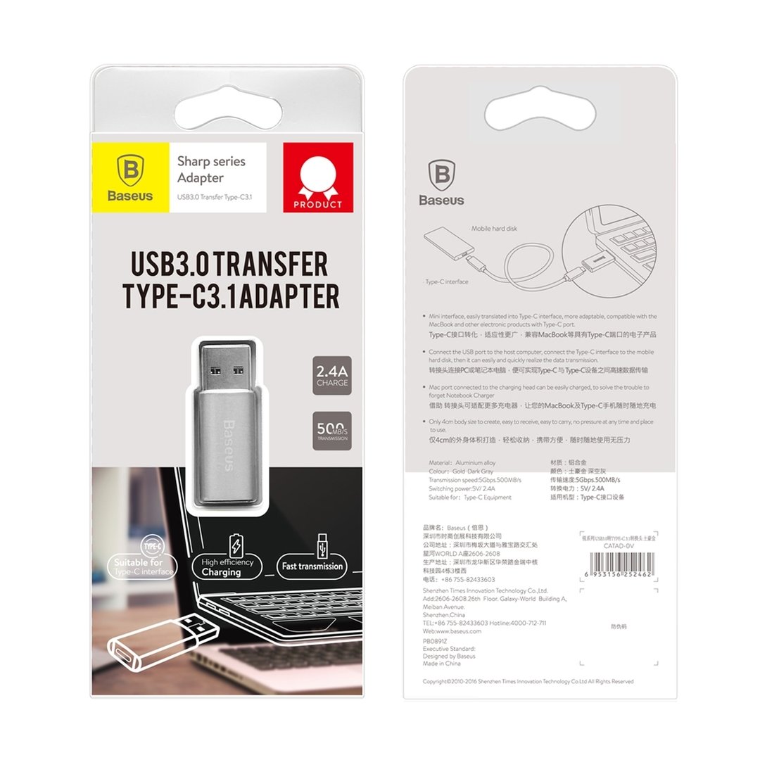 تبدیل یو اس بی به تایپ سی بیسوس Baseus Sharp Series USB 3.0 Transfer Type-C