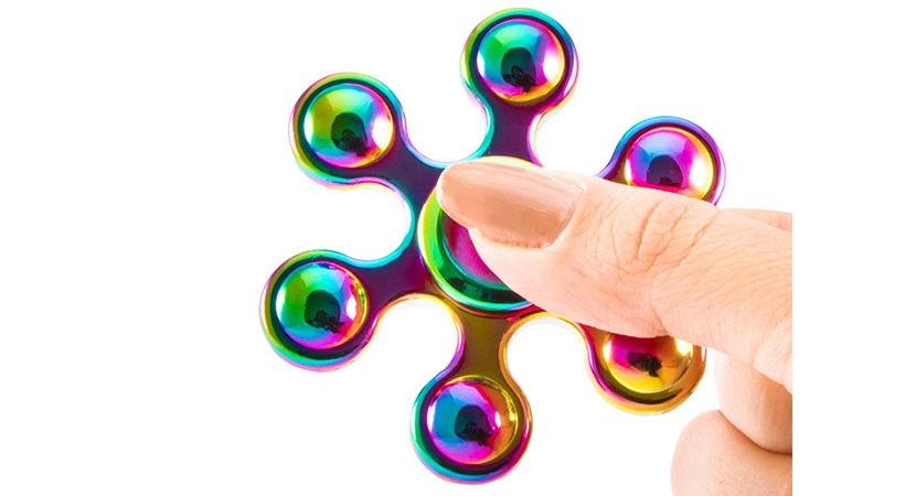 اسپینر فلزی شش پره ای رنگین کمانی Fidget Spinner Metal Rainbow