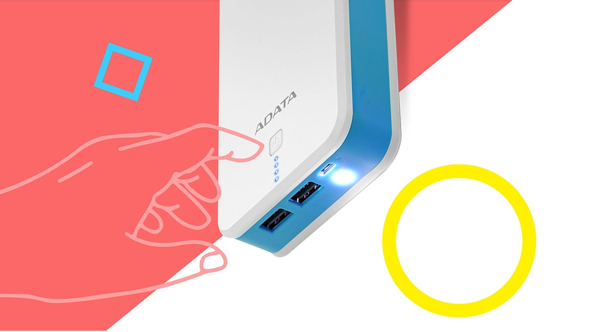 پاوربانک 20100 میلی آمپر ای دیتا مدل Adata P20100