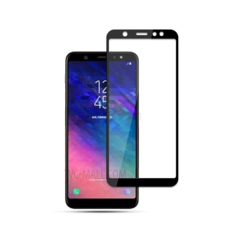 محافظ صفحه نمایش شیشه ای تمام صفحه برای Samsung Galaxy A6 Plus 2018,پوشش کامل نمایشگر و لبه های آن، مقاومت بالا در برابر ضربه و خط و خش
