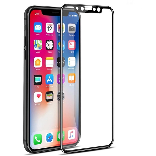 محافظ صفحه نمایش شیشه ای تمام صفحه و خمیده تمام چسب مناسب Apple iPhone X