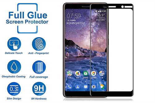 محافظ صفحه شیشه ای تمام صفحه تمام چسب Nokia 1