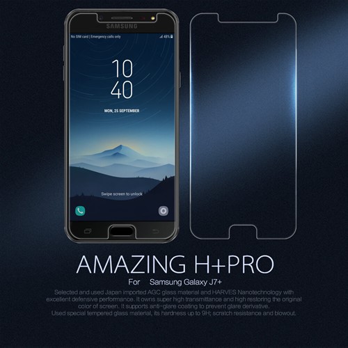 محافظ صفحه نمایش شیشه ای نیلکین سامسونگ Nillkin H+ Pro Glass Samsung Galaxy C8/J7 Plus