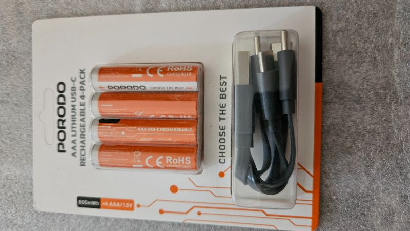 پک 4 تایی باتری نیم قلمی شارژی پرودو Porodo PDAAA8RB