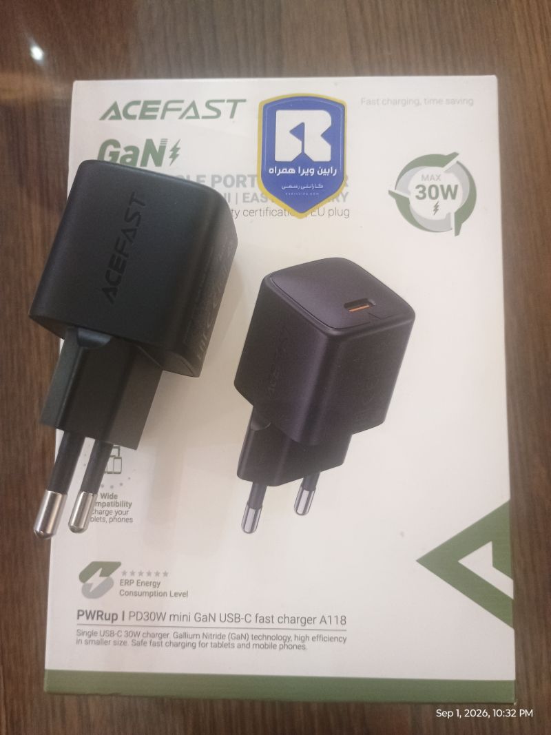 شارژر دیواری ایس فست ACEFAST A118 PD30W GaN Fast Charger توان 30 وات