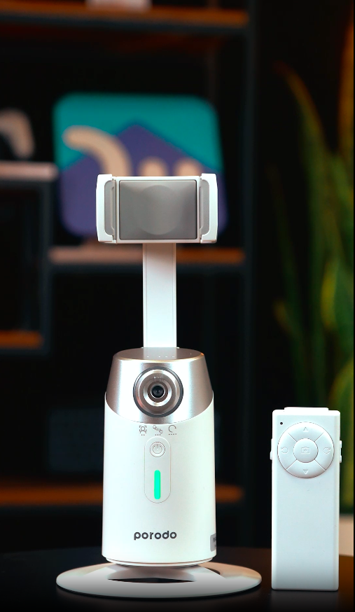 گیمبال و استبلایزر موبایل پرودو Porodo 360 Rotating AI Tracking Mount PD-GAIFTGR با تشخیص حرکت
